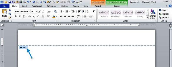 Word 2010 header bar